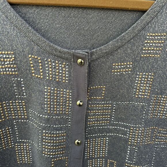 WHBM Sparkly Gray Cardigan Gold Silver Size Medium - Picture 5 of 13